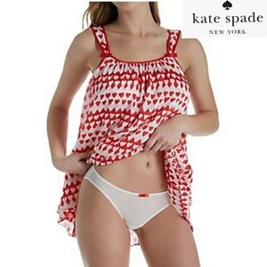 ♠️ Kate Spade Lingerie Red White Hearts Bow Set